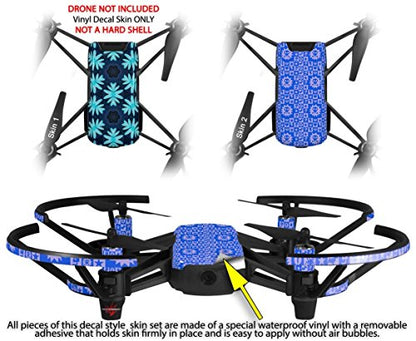 Skin Decal Wrap 2 Pack Compatible with DJI Ryze Tello Abstract Floral Blue Drone NOT Included
