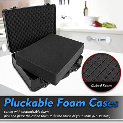 Matel Hard Case with Foam, 16" x12" x 6" Storage for camera,cameragear,tools,protective equipment/Customizable Pick & Pluck Foam - color: 16''