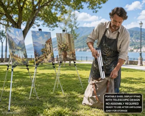 MXG 64" Adjustable Aluminum Large Display Stand,Easel for Painting & Sign - color: Silver