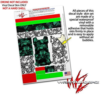 Skin Decal Wrap 2 Pack Compatible with DJI Ryze Tello Skulls Confetti Seafoam Green Drone NOT Included