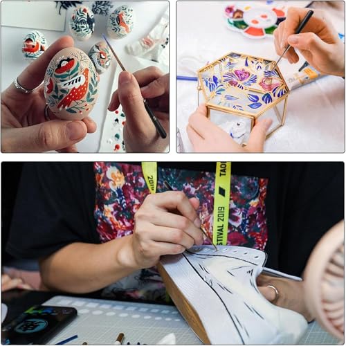 5-Piece Ox Ear Hair Long Liner Brush Set - Black - color: Black