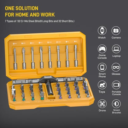 Magnetic Ratchet Screwdriver Set, 42 in 1 T Handle Ratchet Screwdriver Set - color: Yellow, size: 42 PCS