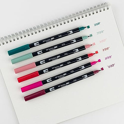 Tombow 56237 Dual Brush Pen Art Markers, Very Berry, 6-Pack