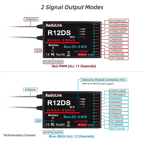 Radiolink AT10II 12CH 2.4G RC Transmitter and Receiver R12DS Grey - color: Grey