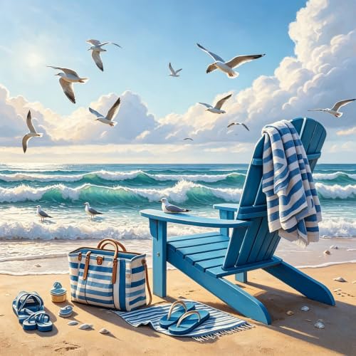 Beach 5D Diamond Painting Kit for Adults, Ocean Scene Diamond Art Kits - color: KM1226-1