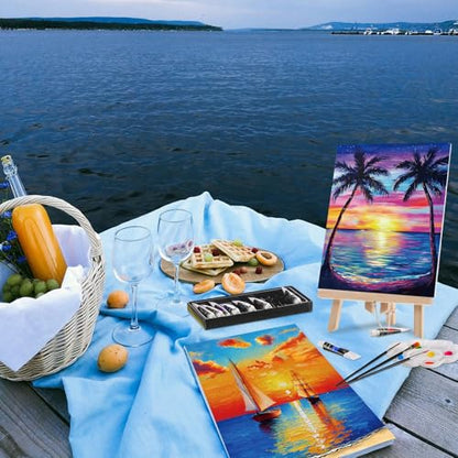 Cholemy 36 Pcs Paint and Sip Kit Gift for Adult 8''x10'' - style: Sunset