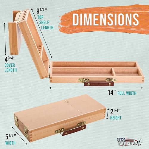 U.S. Art Supply Multi-Function Flip Open Artist Supply Box, Locking Clasps