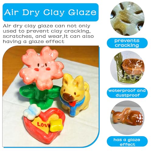 2 x 200ml Air Dry Clay Glaze, Protect Clay Surfaces, Gloss & Matte Glaze - size: 2 x 200ml Gloss & Matte