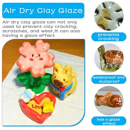 2 x 200ml Air Dry Clay Glaze, Protect Clay Surfaces, Gloss & Matte Glaze - size: 2 x 200ml Gloss & Matte