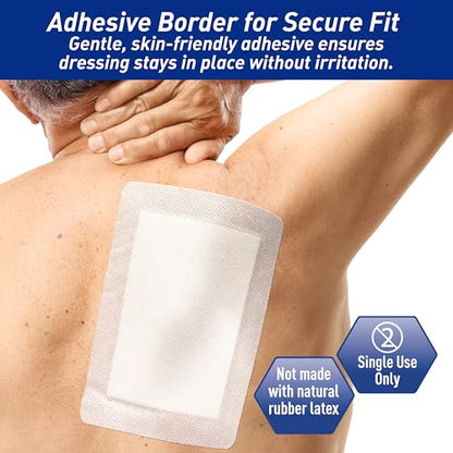 MED PRIDE Bordered Gauze Island Dressing,Sterile Absorbent,6x8 in,10-Count - size: 6''x 8''