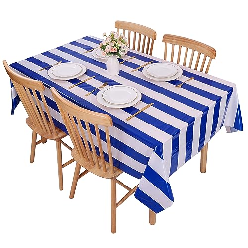 Kesfey Blue Striped Tablecloth Picnic Vertical Stripe Table Cover 3 Packs - color: Blue Vertical Striped
