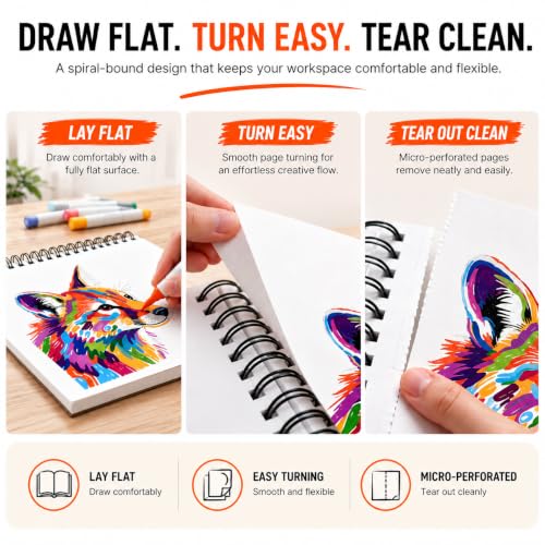 Marker Pad 2-Pack 8.3x5.5 Inch A5 – 60 Sheets Each, Spiral Sketchbook - size: 8.3x5.5(2-Pack)