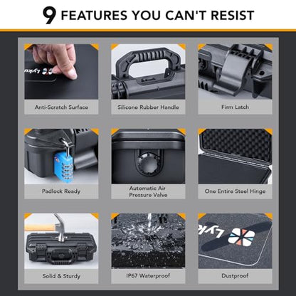 Lykus HC-3011 Waterproof Hard Case with Foam, Inner Size 11.42*4.72*2.99in - size: HC-3011