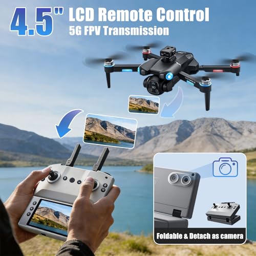 A189 GPS Drones with Camera for Adults 4K, 60Min Flight Time 4.5" HD Screen - color: Black