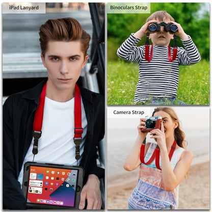 FIEIL 3 Pack Adjustable iPad Strap, Nylon Camera Strap, Comfortable Shoulder Strap for iPad Case, Cellphone Tablet, Camera, Laptop, Binocular, Luggage Bag(Red Universal Neck Lanyard) - color: Red