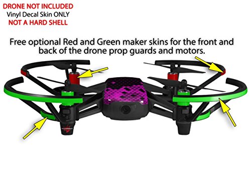 Skin Decal Wrap 2 Pack Compatible with DJI Ryze Tello HEX Hot Pink Drone NOT Included