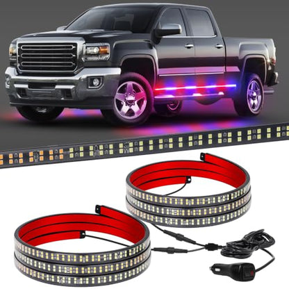 XRIDONSEN 2 Pack 70-Inch 864 LED Running Board Strobe Lights Strip - color: Red/Blue