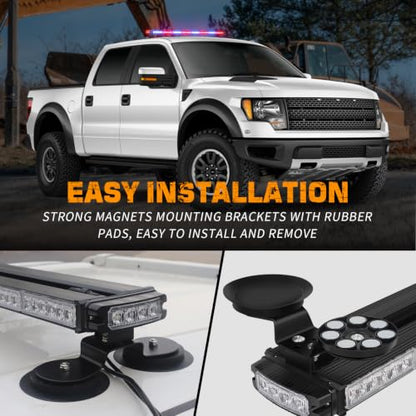 XRIDONSEN 37" 104 LED Roof Strobe Light Bar Top Magnetic lights - color: Red/Blue