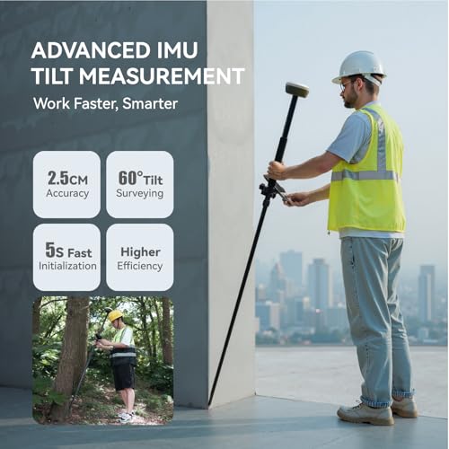 E1 Pro RTK GNSS Surveying Equipment, GNSS RTK GPS with IMU Rover Receiver, GPS RTK with Larger HD Color Screen and Handheld Collector, 1cm Accuracy, 60° Tilt Survey, 15km UHF Range - style: E1 Pro