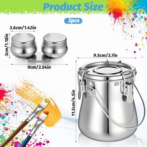 2 Pcs Paint Brush Cleaner Set, Airtight&Portable (Drum Shape/Large) - size: 1 Count (Pack of 2)