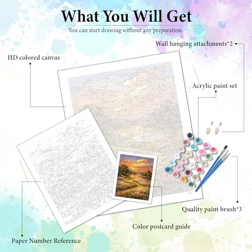 Dawnsphere Sunset Paint by Numbers Kit for Adults Without Frame 16x20 in - color: OP-US11