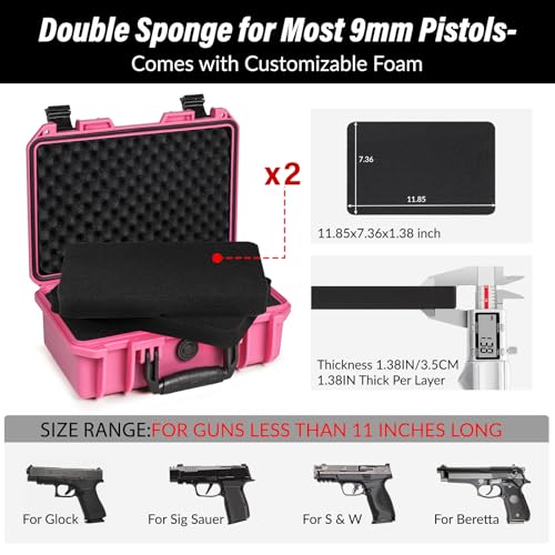 SEKKVY Gun Case for Handguns, Pistol Case Hard Shell - color: 1-Pistol Case, Pink