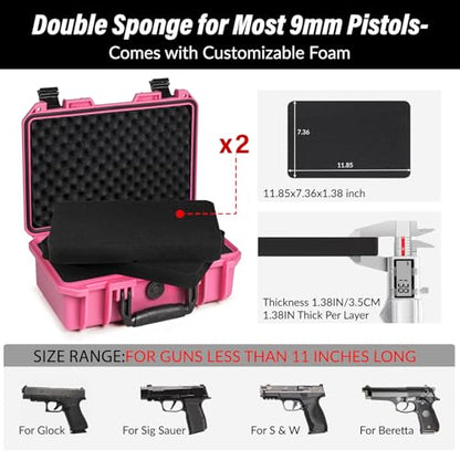 SEKKVY Gun Case for Handguns, Pistol Case Hard Shell - color: 1-Pistol Case, Pink