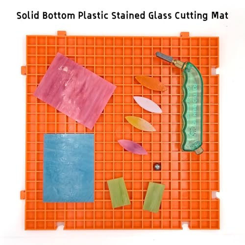 Stained Glass Cutting Mat, Solid Bottom Plastic Grid, Orange, 2 Pack - size: 2PACK