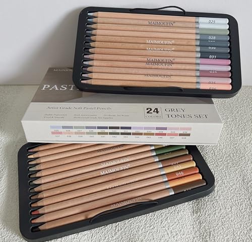 Soft Pastel Pencils 24 Colors Grey Tone Art Drawing Pencil Set - color: Grey