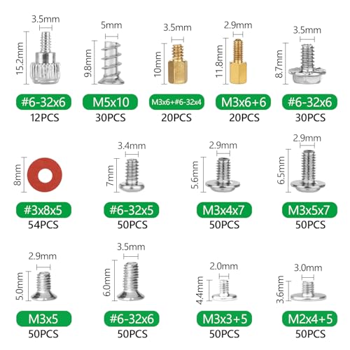 516Pcs Computer Screws Kit, M3 6-32 Motherboard Standoffs for SSD - color: 516 Pcs Silver PC Screw