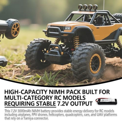 (2-Pack) 7.2V 3000mAh Ni-MH Battery with Tamiya Plug for RC Models - color: 7.2V 3000mAh Tamiya Plug