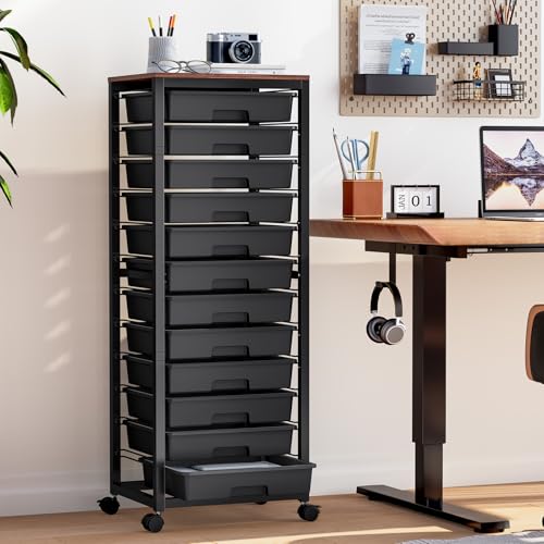 SYKIARIOL Rolling Cart with 12 Drawers,Black - color: Black, size: 12 Drawers
