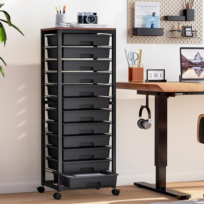 SYKIARIOL Rolling Cart with 12 Drawers,Black - color: Black, size: 12 Drawers