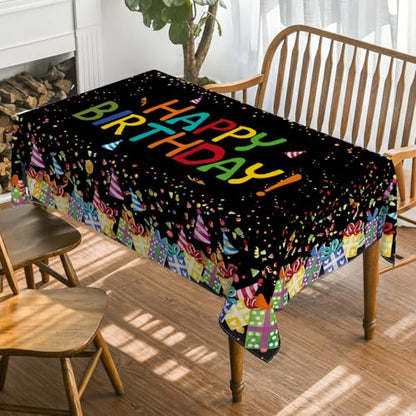 Horaldaily Black Birthday Tablecloth, 60x84 Inch Rectangular - color: Black, size: 60" x 84" (Rectangular)