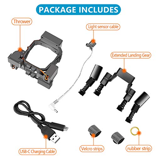 Hanatora Dual Drop Version Payload Airdrop Release Dropping Device for DJI Mavic Pro Drone,Air Drop Clip Delivery Transport Dropper System,Fishing Bait Hook Accessories Kit