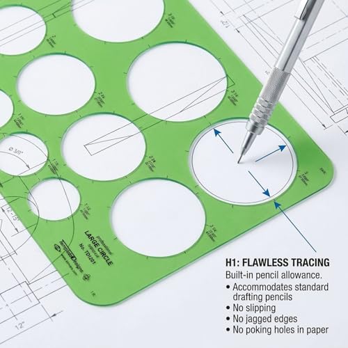 ALVIN, TD1201, Large Circles Guide Template, Drawing and Drafting Tool for Artists, Architects, Design and Drafting, 1.5" to 3.5" Scale - style: Large Circle Template