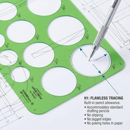 ALVIN, TD1201, Large Circles Guide Template, Drawing and Drafting Tool for Artists, Architects, Design and Drafting, 1.5" to 3.5" Scale - style: Large Circle Template