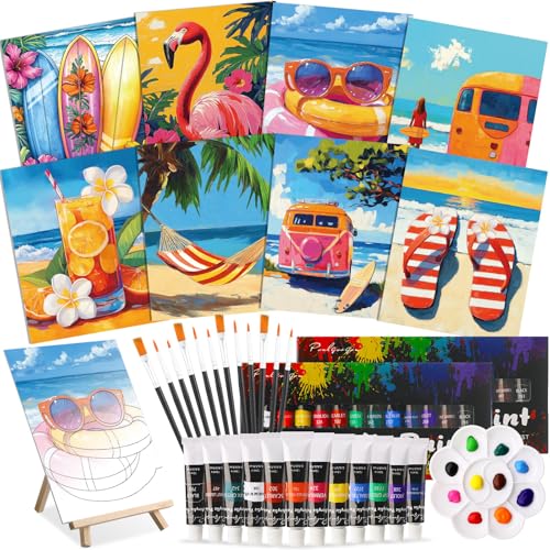 Cholemy 36 Pcs Paint and Sip Kit Gift for Adults 8''x10'',Hawaii - style: Hawaii