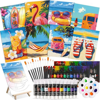 Cholemy 36 Pcs Paint and Sip Kit Gift for Adults 8''x10'',Hawaii - style: Hawaii