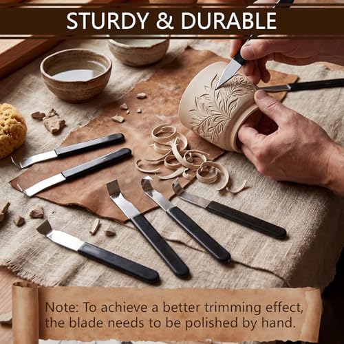 Lanties 9 Pcs Pottery Tools Set, 8 Clay Carving Knives & 1 Trimming Tool