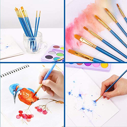 AROIC 60 Pcs Paint Brushes, Acrylic Paint Brush Set for Oil & Watercolor - size: 60pcs-blue