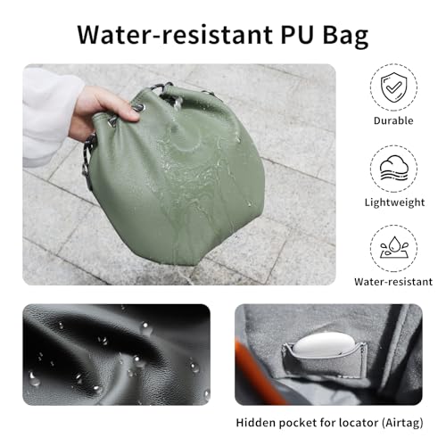 Drawstring Mini 4K 3 4 5 Pro Drone Camera PU Leather Crossbody Shoulder Bag - color: Olive Green