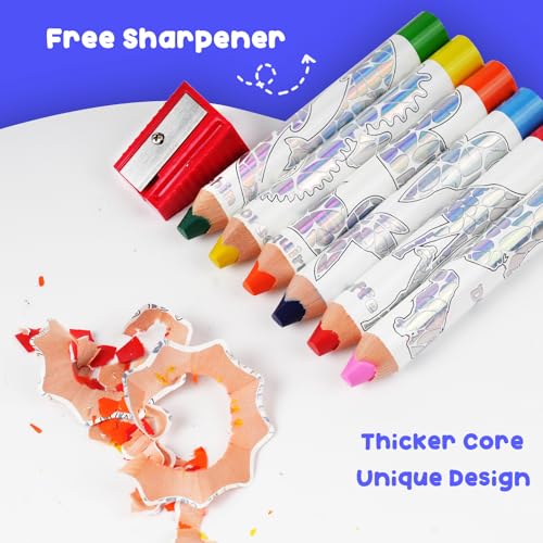 ThEast Jumbo Toddlers Colored Pencils, Thick Chunky Crayons for Children - style: Glitter-8
