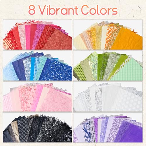Scrapbook Supplies 208 Sheets Textured Scrapbooking Papers with Mesh Fabric - color: 8 Colors-5.9x4.7 Inch