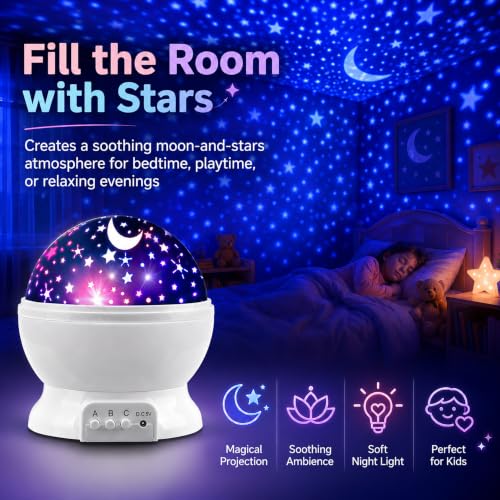 Star Projector Night Light for Kids | Kids Night Light Projector - color: White