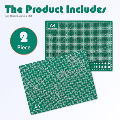2 Packs A4 Cutting Mats, 12'' x 9'' Double Sided Cutting Mat - size: 12 x 9 inches