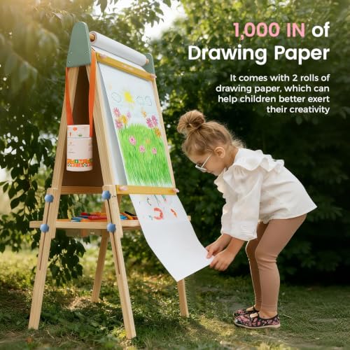 Tiny Land Wooden Easel for Kids, Art Easel with Chalkboard & Whiteboard - color: Pink