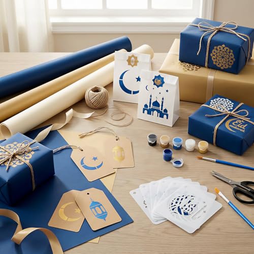 64 Pcs Ramadan Stencils for Painting, Mini Lantern Moon Designs 3 Inch - color: Ramadan