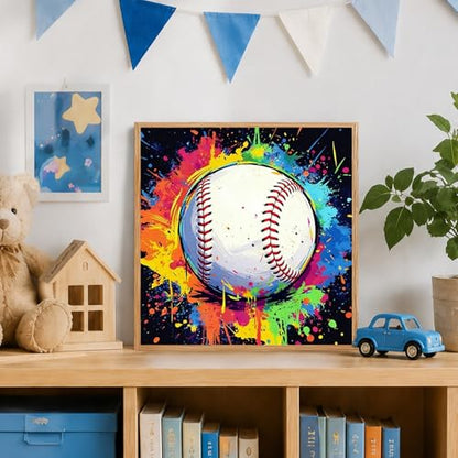 AUKELHJ Paint by Numbers Kit for Kids with Frame, Baseball, 8X8 inch - color: 06-Baseball