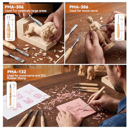 WAYCOM 24PCS Wood Knife Kit Set Wood Carving Kit,Professional Chisel Set, including Small, Middle, Large size (24PCS)